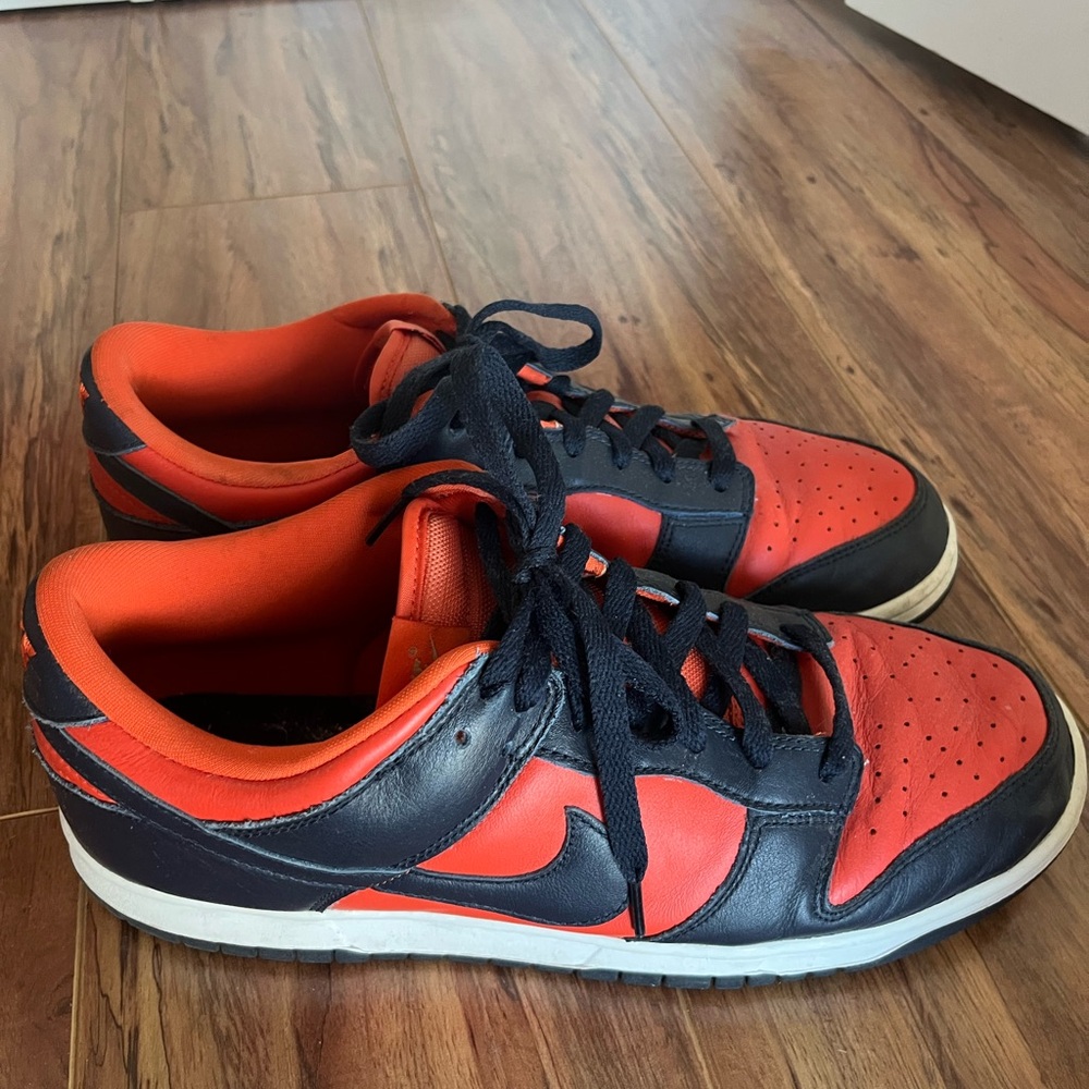 Nike orange and navy dunks